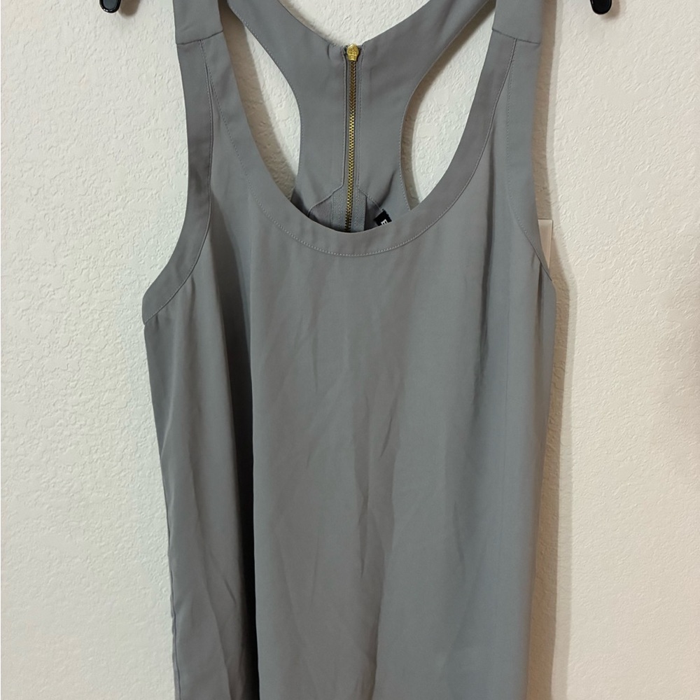 Express Gray Zip Front Tank Top Racerback Sleeveless Blouse Size M